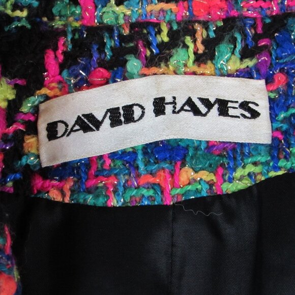 Saks Fifth Avenue Vintage 1980's David Hayes  Neon Tweed womens Jacket womens 8 - Picture 3 of 11